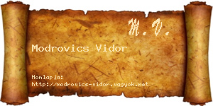 Modrovics Vidor névjegykártya